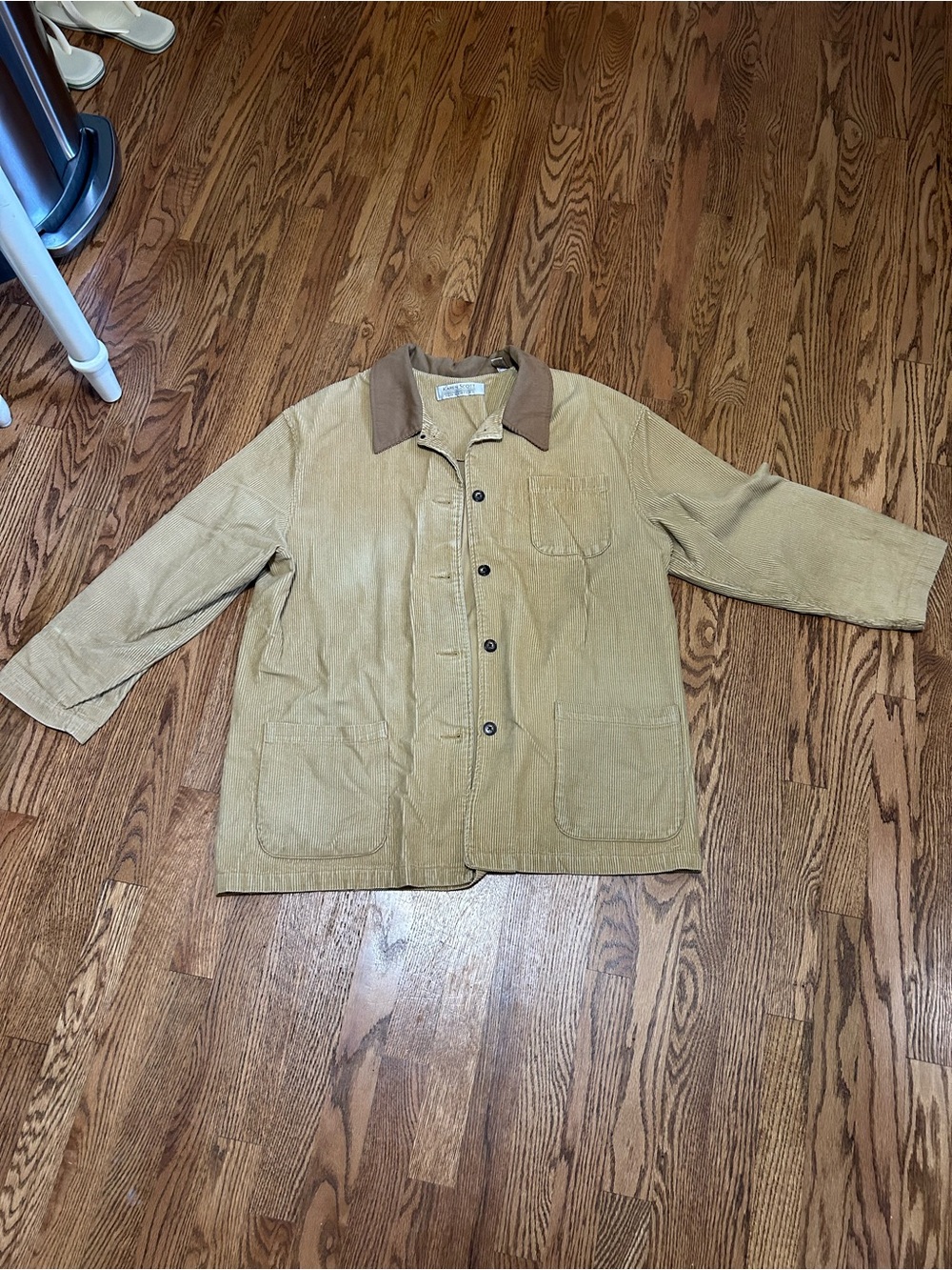 Karen Scott Tan Corduroy Field Jacket with Brown Collar